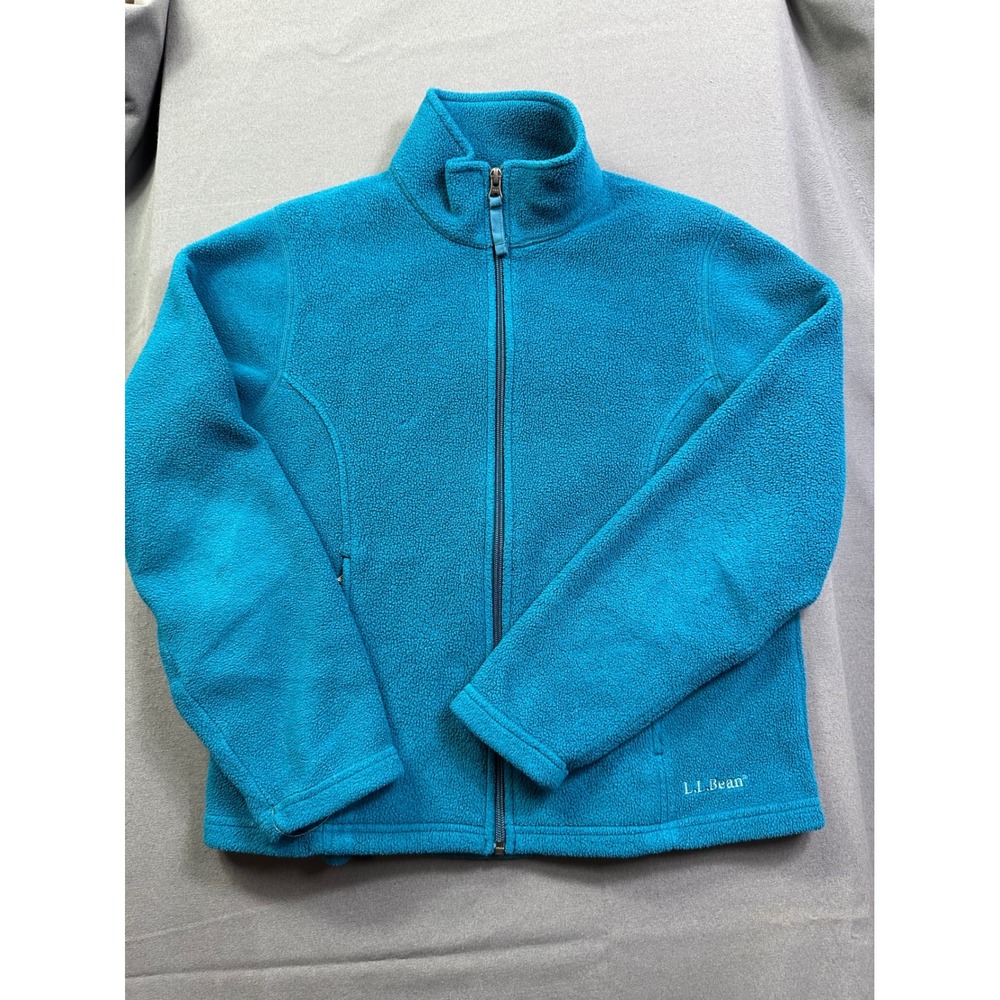 LL Bean Women's Full Zip Fleece Jacket Teal Blue Mock‎ Neck Outdoor Size M